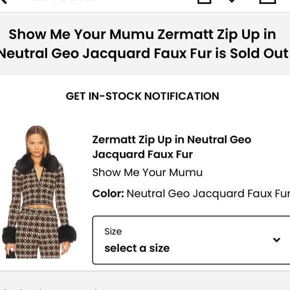 Show Me Your Mumu Zermatt Zip Up in Neutral Geo Jacquard Faux Fur - Picture 3 of 4